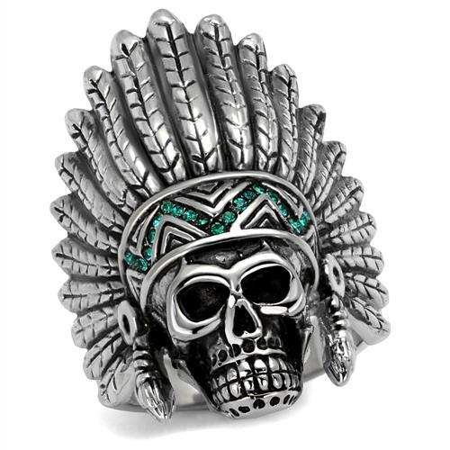 TK2245 - High polished (no plating) Stainless Steel Ring with Top Grade Crystal in Emerald - Alamode - Flyclothing LLC