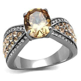 TK2249 - High polished (no plating) Stainless Steel Ring with AAA Grade CZ in Champagne - Alamode - Flyclothing LLC