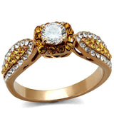 TK2250 - IP Rose Gold(Ion Plating) Stainless Steel Ring with AAA Grade CZ in Clear - Alamode - Flyclothing LLC