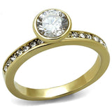 TK2254 - IP Gold(Ion Plating) Stainless Steel Ring with AAA Grade CZ in Clear - Alamode - Flyclothing LLC