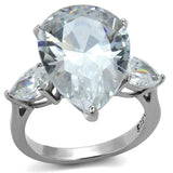 TK2256 - High polished (no plating) Stainless Steel Ring with AAA Grade CZ in Clear - Alamode - Flyclothing LLC
