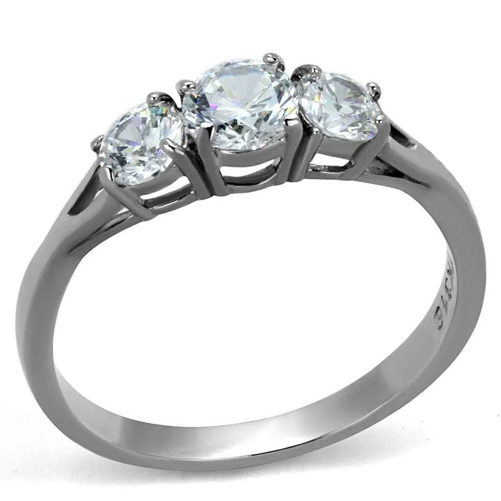 High polished (no plating) Stainless Steel Ring with AAA Grade CZ in Clear - Alamode - Flyclothing LLC