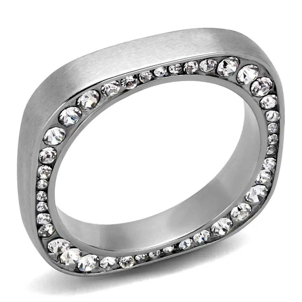 TK2261 - High polished (no plating) Stainless Steel Ring with Top Grade Crystal in Clear - Alamode - Flyclothing LLC