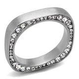 TK2261 - High polished (no plating) Stainless Steel Ring with Top Grade Crystal in Clear - Alamode - Flyclothing LLC