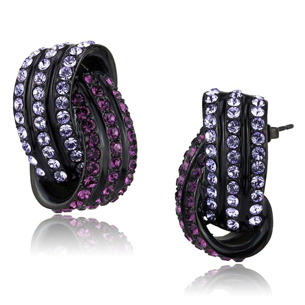 TK2269 - IP Black(Ion Plating) Stainless Steel Earrings with Top Grade Crystal in Multi Color - Alamode - Flyclothing LLC