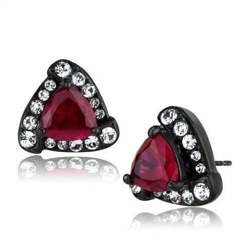 TK2272 - IP Black(Ion Plating) Stainless Steel Earrings with AAA Grade CZ in Ruby - Alamode - Flyclothing LLC
