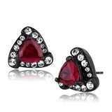 TK2272 - IP Black(Ion Plating) Stainless Steel Earrings with AAA Grade CZ in Ruby - Alamode - Flyclothing LLC