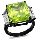 TK2275 - IP Black(Ion Plating) Stainless Steel Ring with AAA Grade CZ in Apple Green color - Alamode - Flyclothing LLC