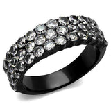 TK2277 - IP Black(Ion Plating) Stainless Steel Ring with AAA Grade CZ in Clear - Alamode - Flyclothing LLC