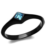 TK2284 - IP Black(Ion Plating) Stainless Steel Ring with Top Grade Crystal in Sea Blue - Alamode - Flyclothing LLC