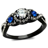 TK2286 - Two-Tone IP Black (Ion Plating) Stainless Steel Ring with AAA Grade CZ in Clear - Alamode - Flyclothing LLC