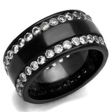 TK2290 - IP Black(Ion Plating) Stainless Steel Ring with AAA Grade CZ in Clear - Alamode - Flyclothing LLC