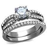 TK2292 - High polished (no plating) Stainless Steel Ring with AAA Grade CZ in Clear - Alamode - Flyclothing LLC