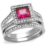 TK2293 - High polished (no plating) Stainless Steel Ring with AAA Grade CZ in Ruby - Alamode - Flyclothing LLC