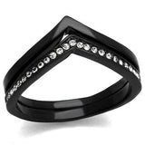 TK2302 - IP Black(Ion Plating) Stainless Steel Ring with Top Grade Crystal in Clear - Alamode - Flyclothing LLC