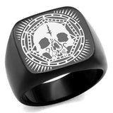 TK2306 - IP Black(Ion Plating) Stainless Steel Ring with No Stone - Alamode - Flyclothing LLC