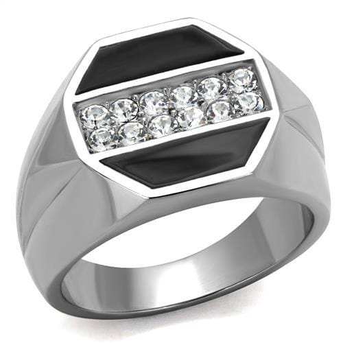 TK2309 - High polished (no plating) Stainless Steel Ring with Top Grade Crystal in Clear - Alamode - Flyclothing LLC