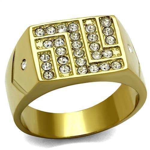 TK2311 - IP Gold(Ion Plating) Stainless Steel Ring with Top Grade Crystal in Clear - Alamode - Flyclothing LLC