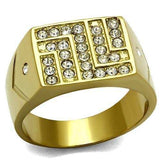 TK2311 - IP Gold(Ion Plating) Stainless Steel Ring with Top Grade Crystal in Clear - Alamode - Flyclothing LLC