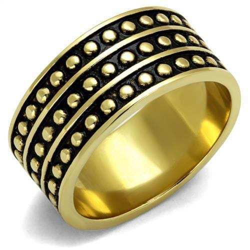 TK2312 - IP Gold(Ion Plating) Stainless Steel Ring with Epoxy in Jet - Alamode - Flyclothing LLC