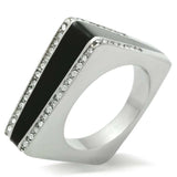 TK232 - High polished (no plating) Stainless Steel Ring with Top Grade Crystal in Clear - Alamode - Flyclothing LLC