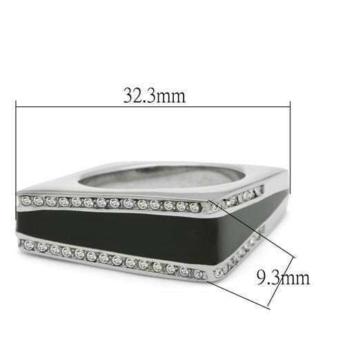 TK232 - High polished (no plating) Stainless Steel Ring with Top Grade Crystal in Clear - Alamode - Flyclothing LLC