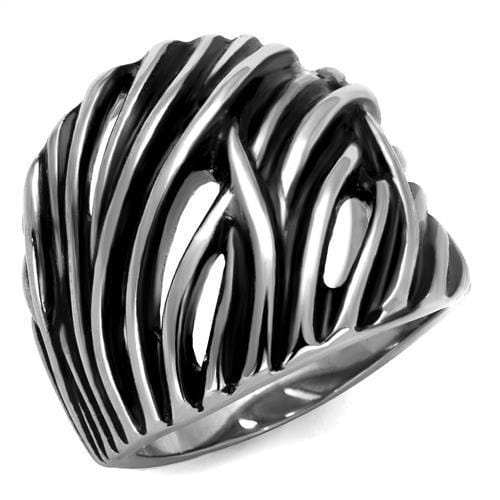 TK2338 - High polished (no plating) Stainless Steel Ring with Epoxy in Jet - Alamode - Flyclothing LLC