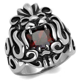 TK2339 - High polished (no plating) Stainless Steel Ring with AAA Grade CZ in Garnet - Alamode - Flyclothing LLC