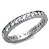 TK2343 - High polished (no plating) Stainless Steel Ring with AAA Grade CZ in Clear - Alamode - Flyclothing LLC