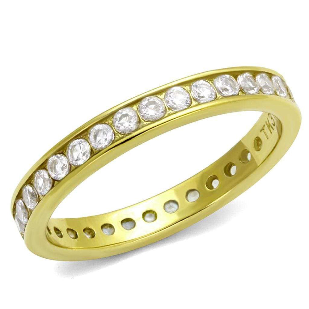 TK2343G - IP Gold(Ion Plating) Stainless Steel Ring with AAA Grade CZ in Clear - Alamode - Flyclothing LLC