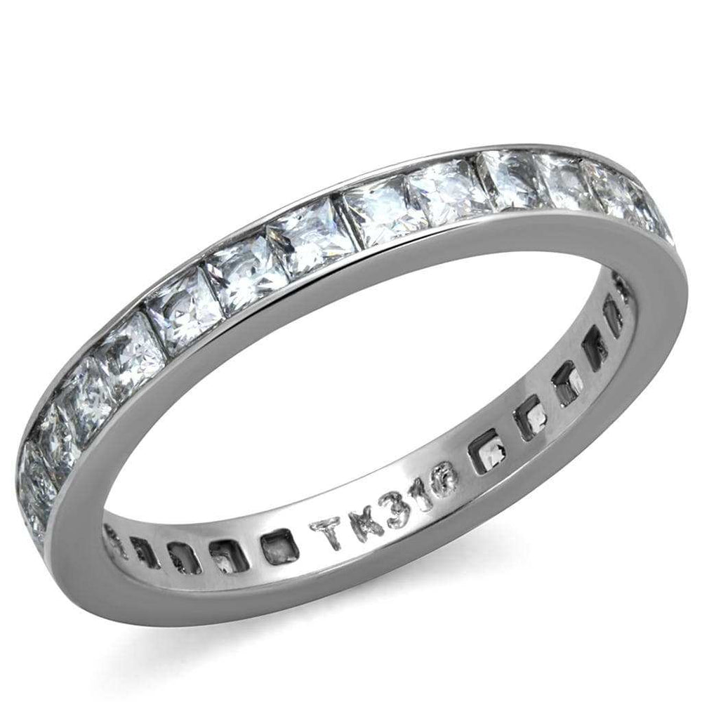 TK2344 - High polished (no plating) Stainless Steel Ring with AAA Grade CZ in Clear - Alamode - Flyclothing LLC