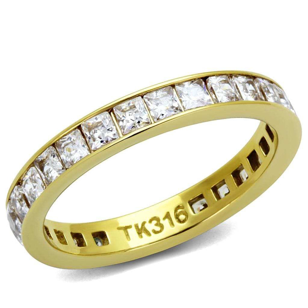 TK2344G - IP Gold(Ion Plating) Stainless Steel Ring with AAA Grade CZ in Clear - Alamode - Flyclothing LLC