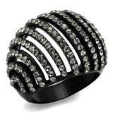 TK2345 - IP Black(Ion Plating) Stainless Steel Ring with Top Grade Crystal in Black Diamond - Alamode - Flyclothing LLC
