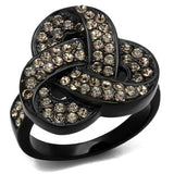 TK2347 - IP Black(Ion Plating) Stainless Steel Ring with Top Grade Crystal in Light Smoked - Alamode - Flyclothing LLC