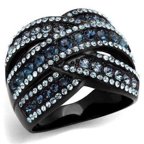 TK2352 - IP Black(Ion Plating) Stainless Steel Ring with Top Grade Crystal in Montana - Alamode - Flyclothing LLC