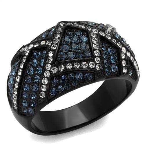 TK2353 - IP Black(Ion Plating) Stainless Steel Ring with Top Grade Crystal in Montana - Alamode - Flyclothing LLC