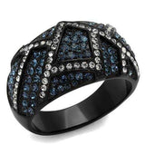 TK2353 - IP Black(Ion Plating) Stainless Steel Ring with Top Grade Crystal in Montana - Alamode - Flyclothing LLC
