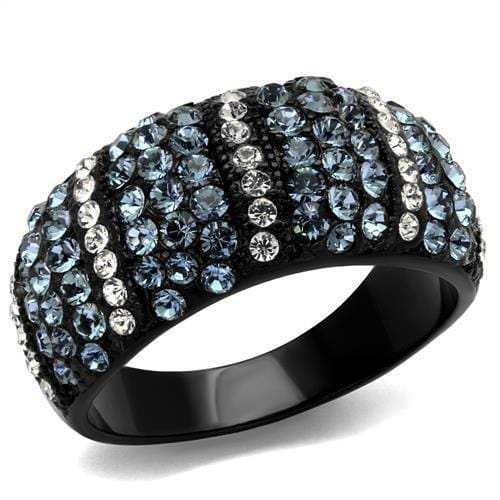 TK2355 - IP Black(Ion Plating) Stainless Steel Ring with Top Grade Crystal in Montana - Alamode - Flyclothing LLC