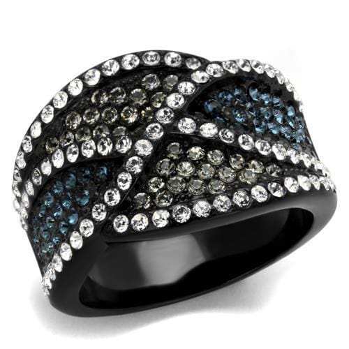 TK2357 - IP Black(Ion Plating) Stainless Steel Ring with Top Grade Crystal in Montana - Alamode - Flyclothing LLC