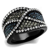 TK2357 - IP Black(Ion Plating) Stainless Steel Ring with Top Grade Crystal in Montana - Alamode - Flyclothing LLC