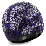 TK2358 - IP Black(Ion Plating) Stainless Steel Ring with Top Grade Crystal in Tanzanite - Alamode - Flyclothing LLC