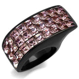 TK2359 - IP Black(Ion Plating) Stainless Steel Ring with Top Grade Crystal in Light Rose - Alamode - Flyclothing LLC