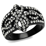 TK2363 - IP Black(Ion Plating) Stainless Steel Ring with Top Grade Crystal in Clear - Alamode - Flyclothing LLC