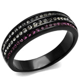 TK2366 - IP Black(Ion Plating) Stainless Steel Ring with Top Grade Crystal in Amethyst - Alamode - Flyclothing LLC