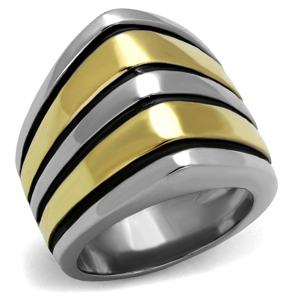 TK2367 - Two-Tone IP Gold (Ion Plating) Stainless Steel Ring with Epoxy in Jet - Alamode - Flyclothing LLC