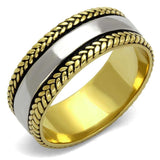 TK2375 - Two-Tone IP Gold (Ion Plating) Stainless Steel Ring with Epoxy in Jet - Alamode - Flyclothing LLC