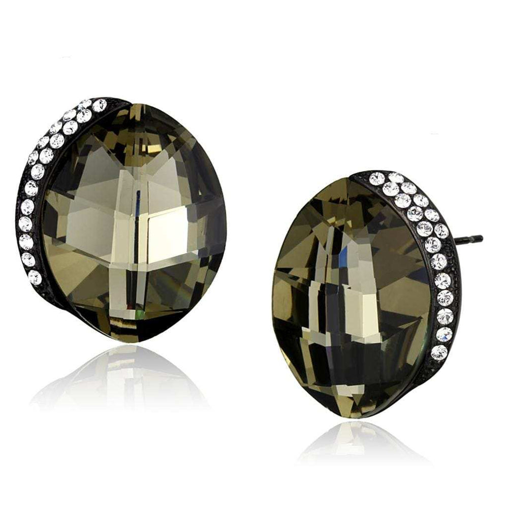 TK2377 - IP Black(Ion Plating) Stainless Steel Earrings with Top Grade Crystal in Black Diamond - Alamode - Flyclothing LLC