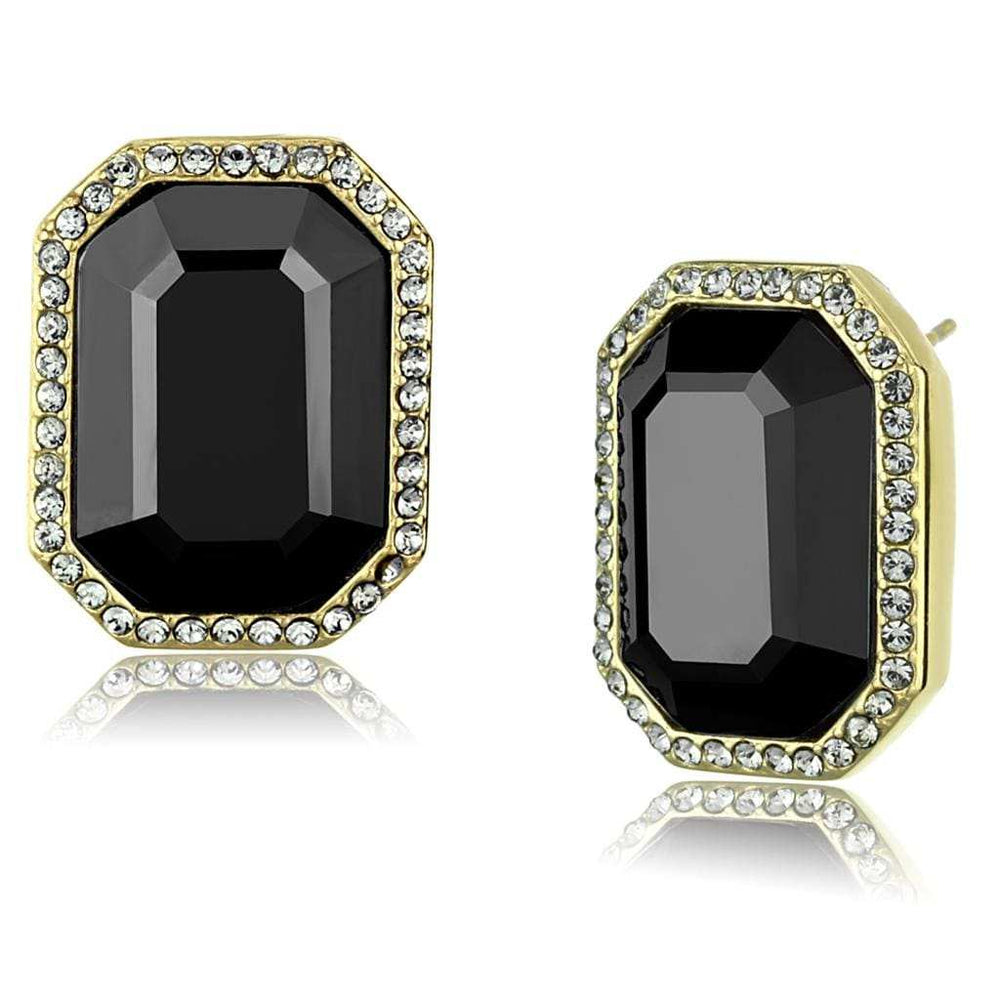 TK2378 - IP Gold(Ion Plating) Stainless Steel Earrings with Top Grade Crystal in Hematite - Alamode - Flyclothing LLC