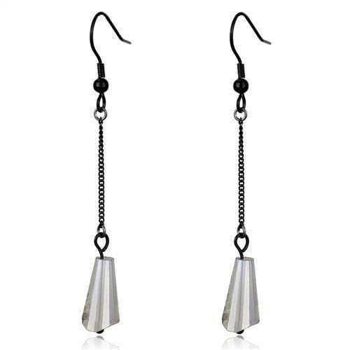 TK2381 - IP Black(Ion Plating) Stainless Steel Earrings with Synthetic Synthetic Glass in Clear - Alamode - Flyclothing LLC