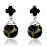 TK2383 - High polished (no plating) Stainless Steel Earrings with Synthetic Onyx in Multi Color - Alamode - Flyclothing LLC